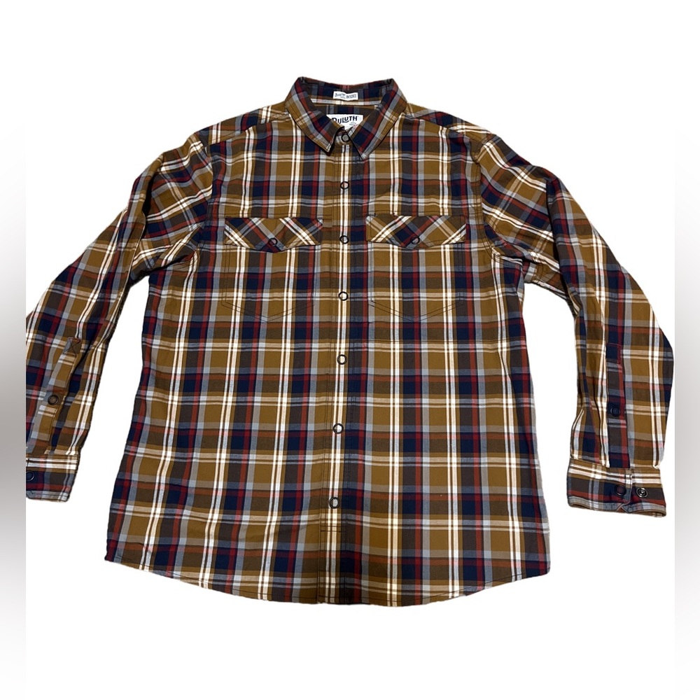 Duluth Trading Co Untucked Multicolor Plaid Shirt